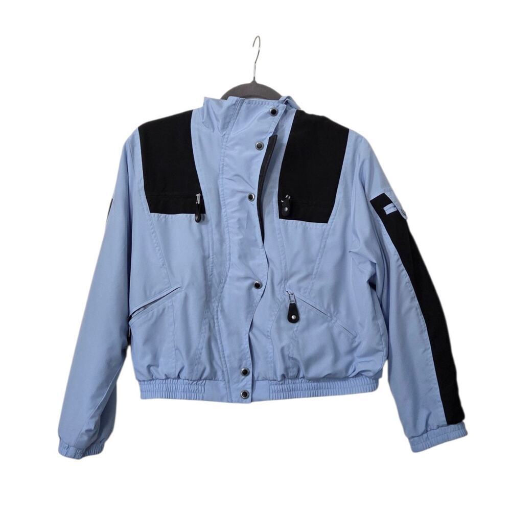 Jamie Sadock Light Blue Full Zip Boxy Sporty Short Golf Jacket, Petite Meidum